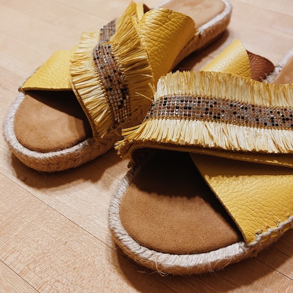 Maypol Fringed Espadrille Slide Sandals - New - Picture 4 of 5